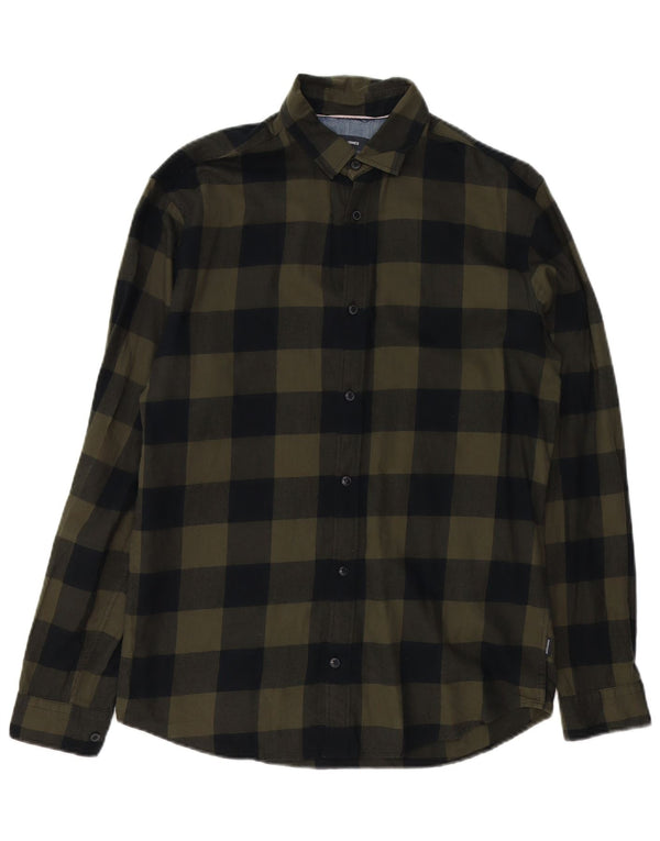 Jack & Jones Camicia da uomo in flanella di cotone a quadri kaki medio