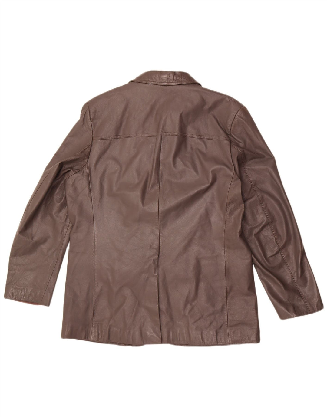 Giacca blazer in pelle vintage da uomo a 2 bottoni UK 44 2XL in pelle marrone