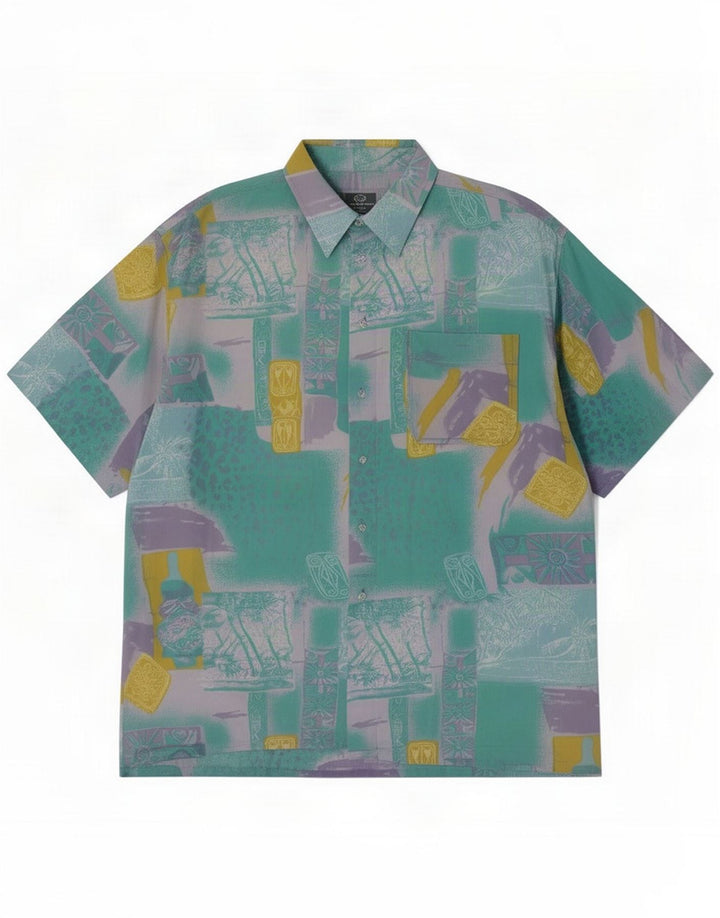 Bodoni Mens Abstract Pattern Short Sleeve Shirt XL Multicoloured