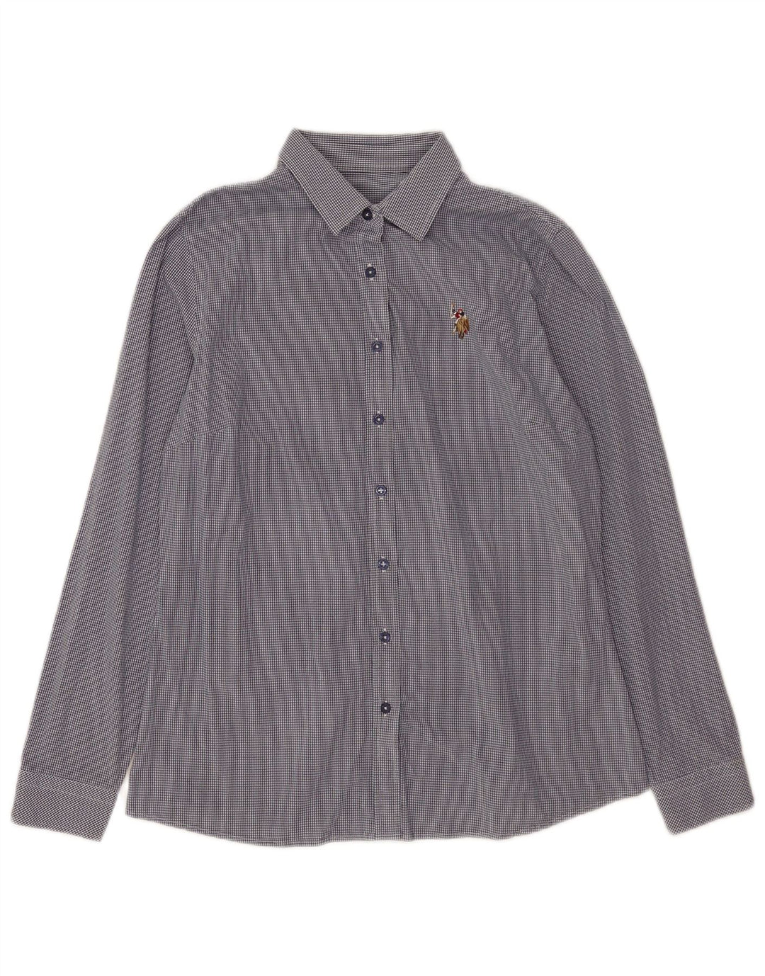 Polo Assn. Camicia da donna EU 38 cotone a quadretti blu navy medio