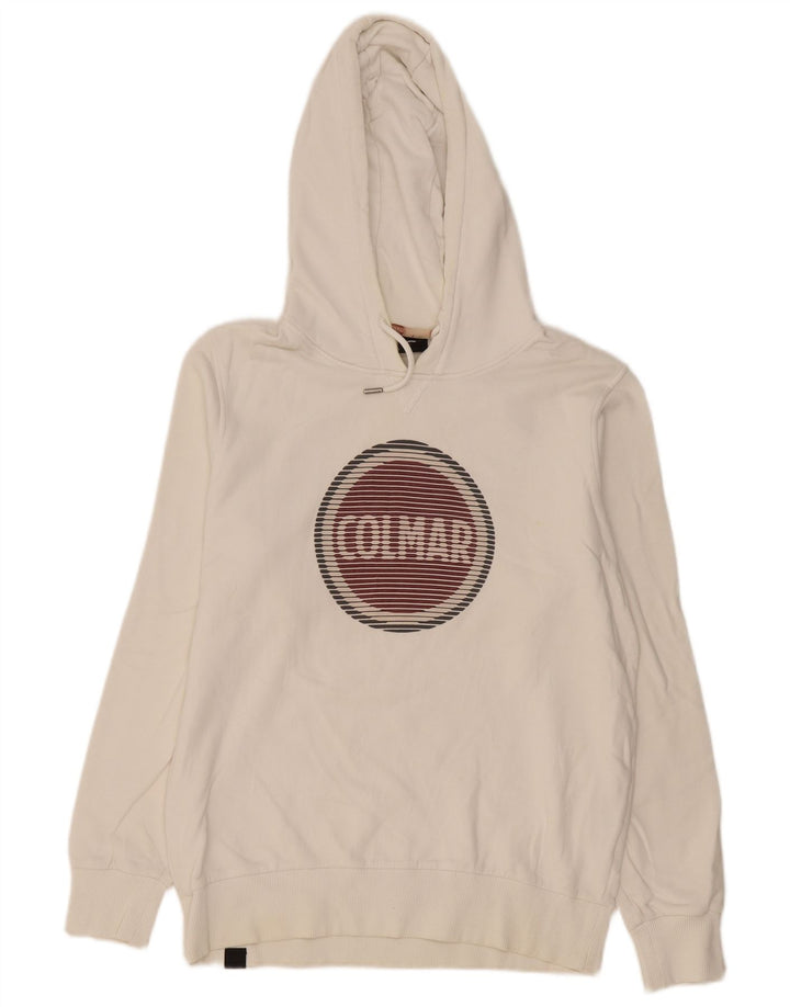 Felpa con cappuccio grafica da uomo Colmar grande in cotone bianco