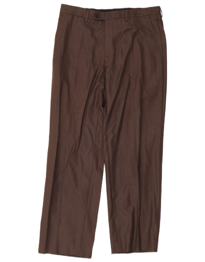 Pantaloni da abito dritti da uomo Massimo Dutti EU 42 Large W32 L28 Marrone