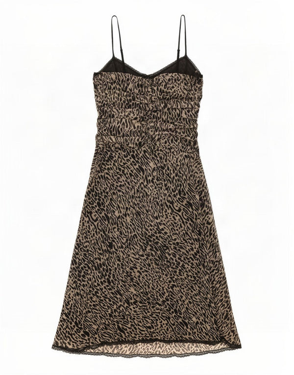 Abito sottoveste da donna Whistles UK 12 Seta con stampa animalier marrone medio