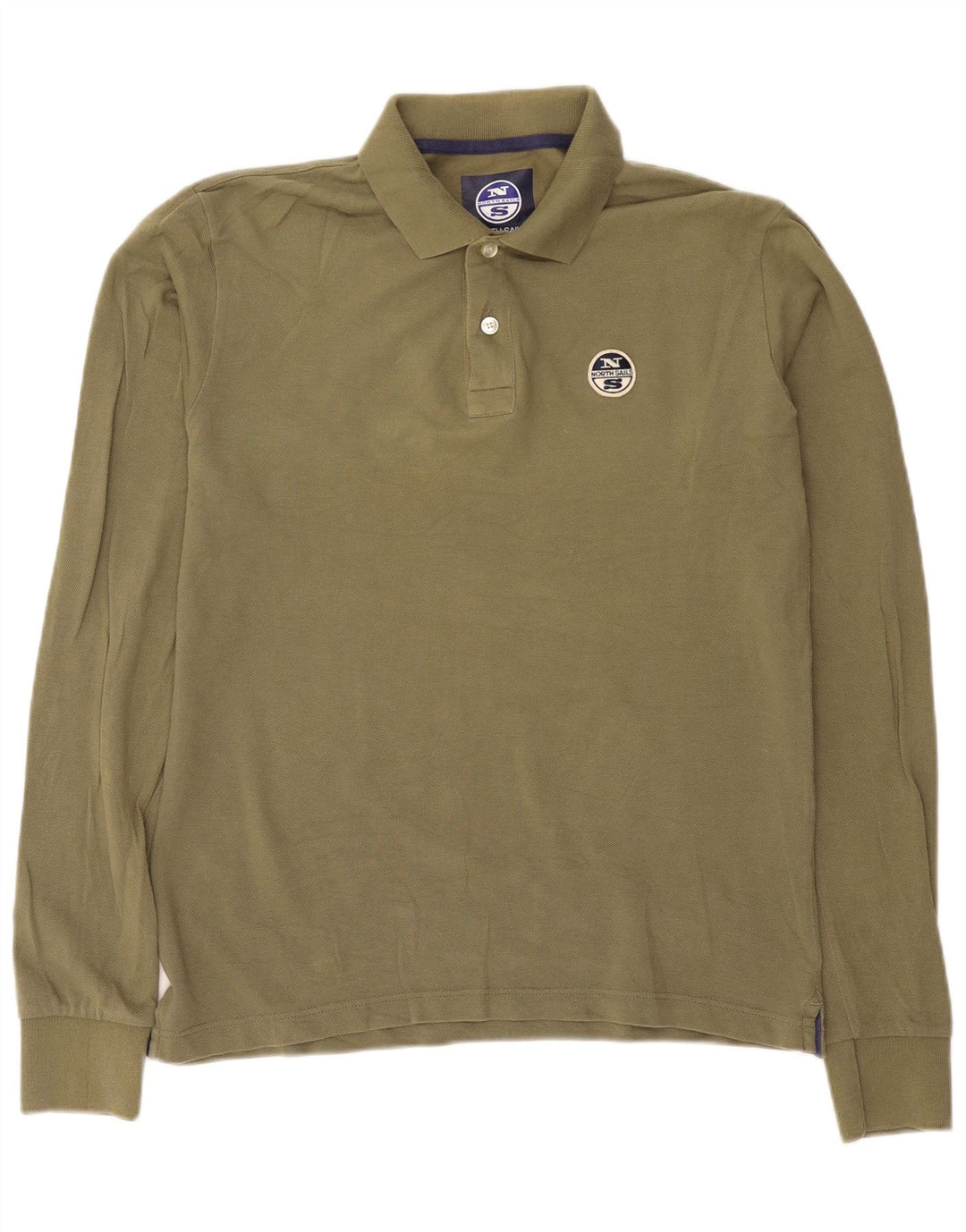 Polo a maniche lunghe da uomo North Sails Large in cotone kaki
