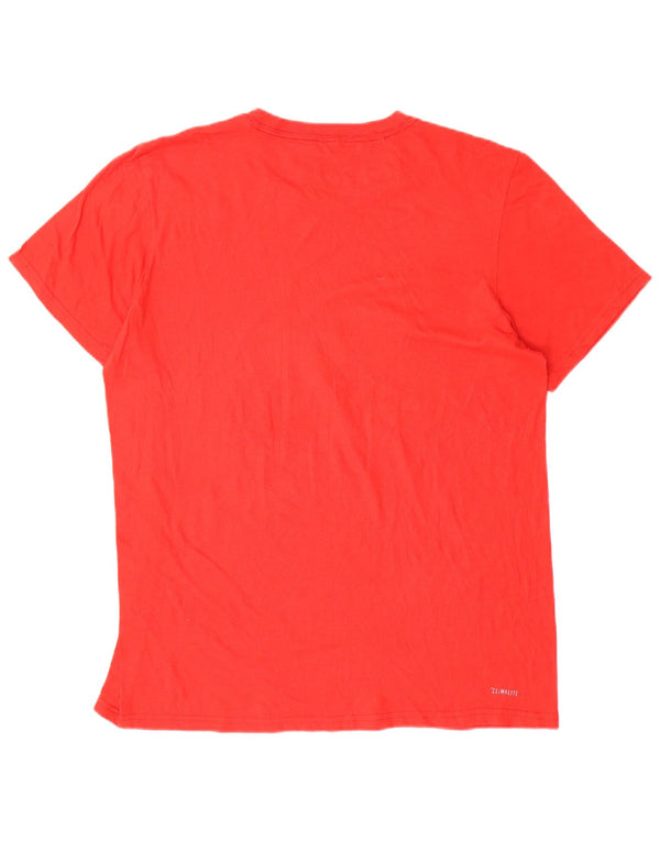 T-shirt grafica Adidas Climalite da uomo, grande, in poliestere rosso