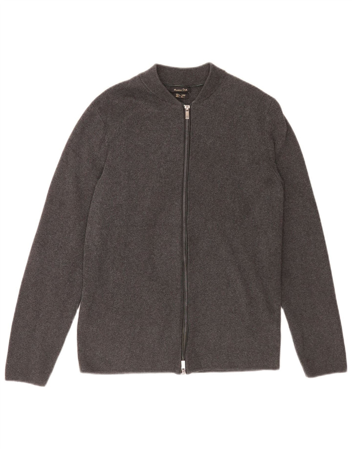 Maglione cardigan da uomo Massimo Dutti in cotone grigio medio