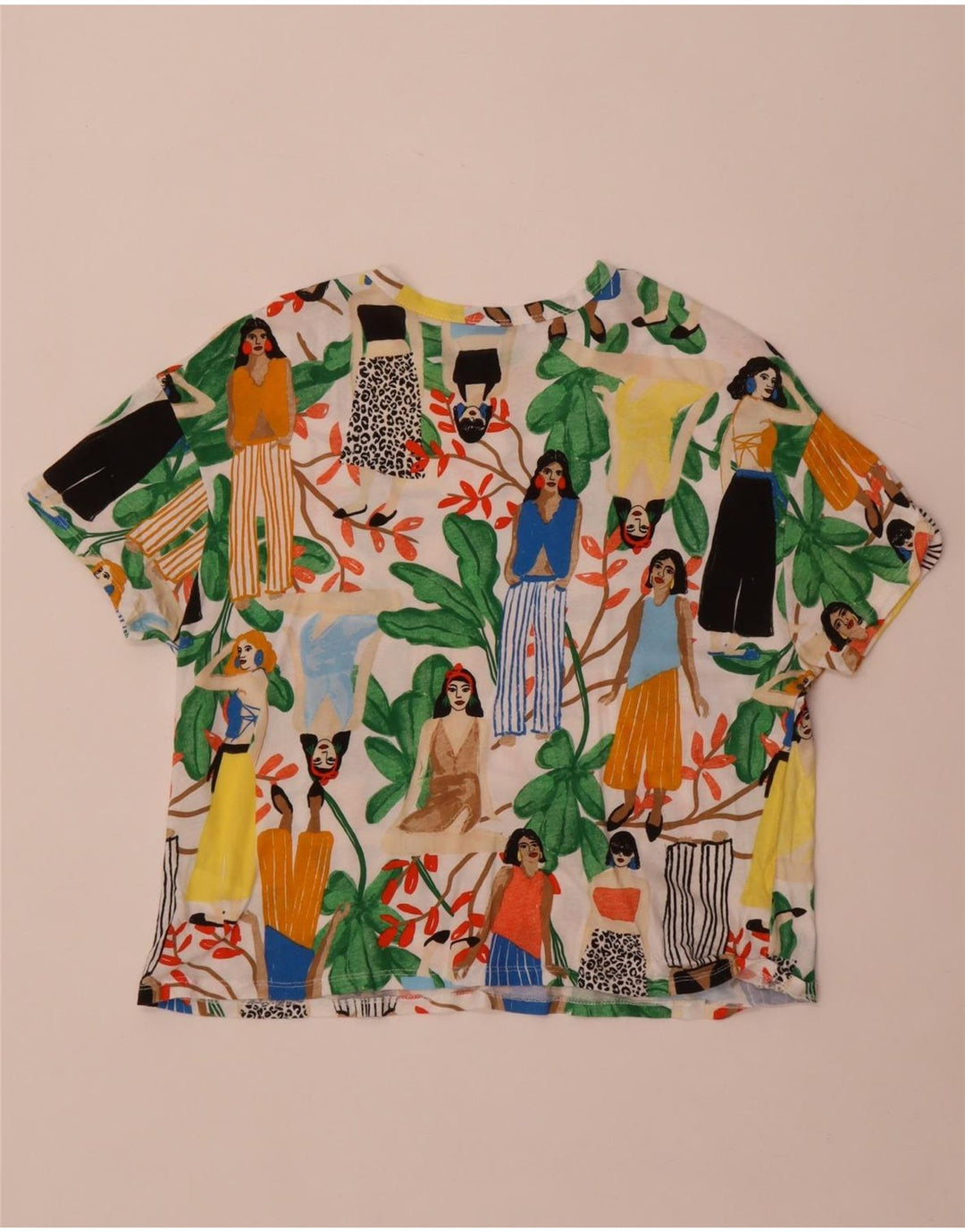 T-shirt grafica corta da donna Zara UK 14 cotone multicolore medio