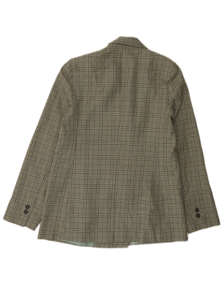 Giacca blazer doppiopetto alta da donna Topshop UK 12 verde medio a quadri