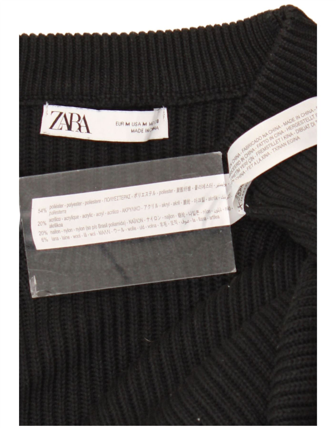 Maglione maglione girocollo da uomo Zara in poliestere nero medio