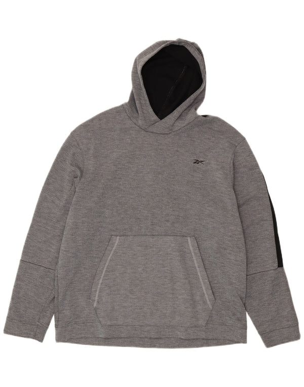 Felpa con cappuccio Reebok da uomo XL in poliestere color block grigio