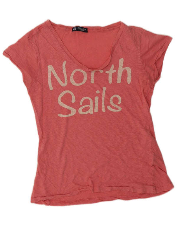 North Sails Womens Graphic T-Shirt Top UK 14 Medium Pink Flecked