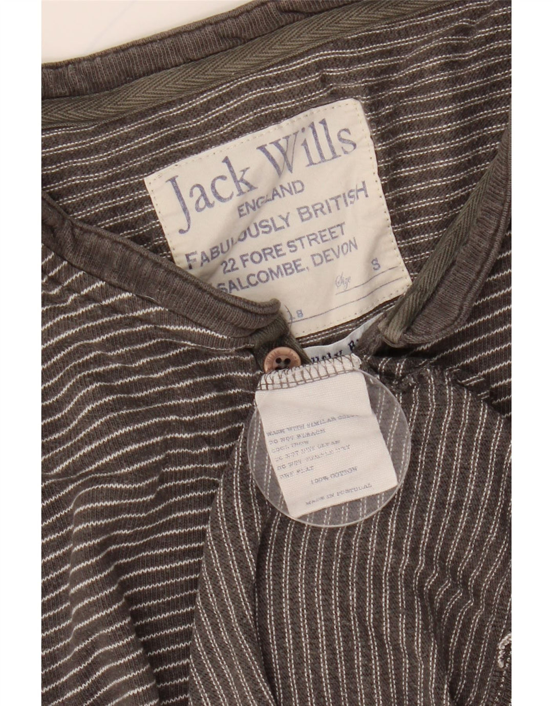 JACK WILLS Top da uomo a maniche lunghe in cotone gessato grigio piccolo