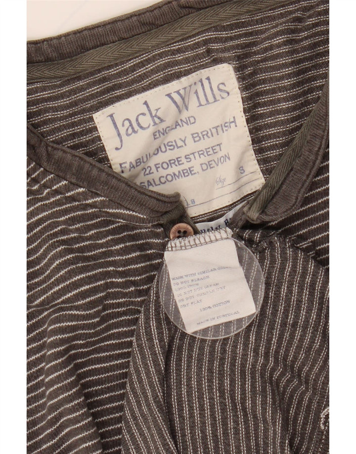 JACK WILLS Top da uomo a maniche lunghe in cotone gessato grigio piccolo