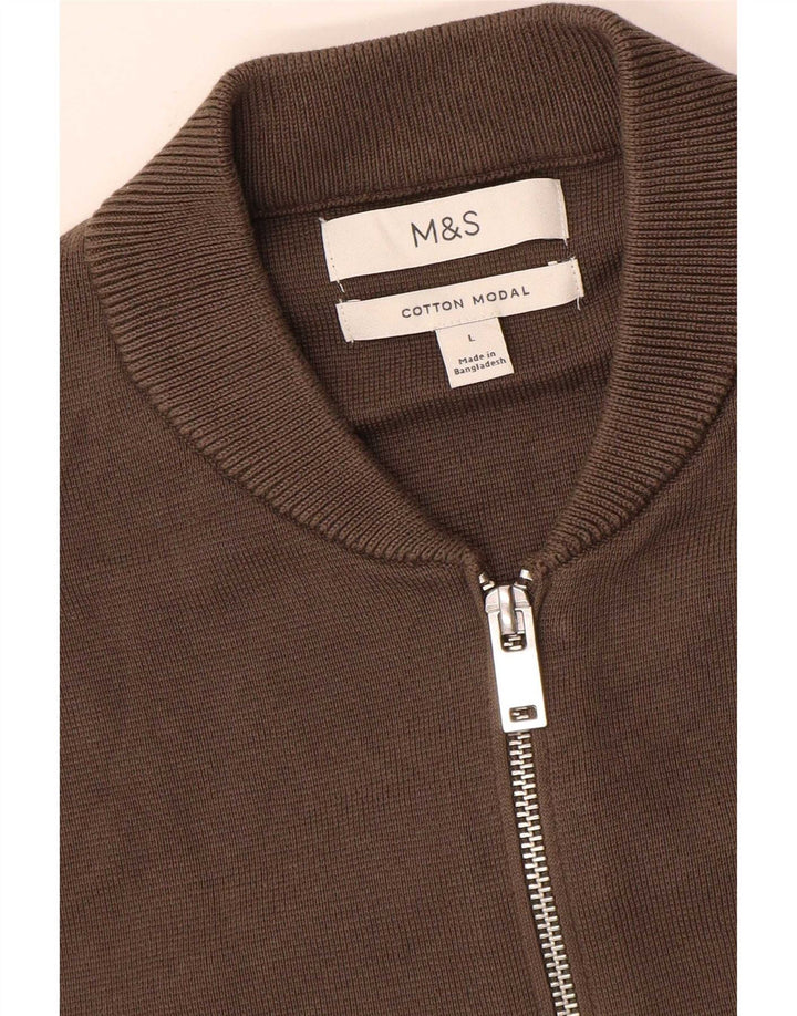 Maglione cardigan da uomo Marks & Spencer grande cotone marrone