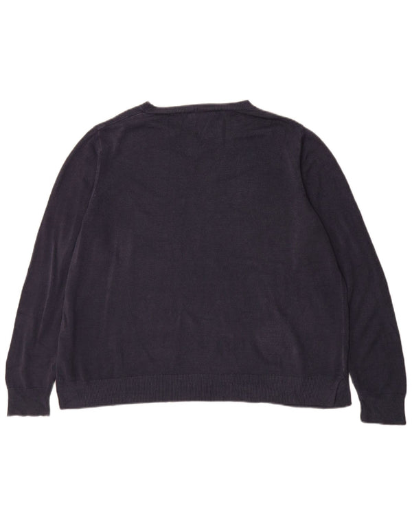 Marks & Spencer Womens Boat Neck Jumper Sweater UK 22 3XL Navy Blue Acrylic