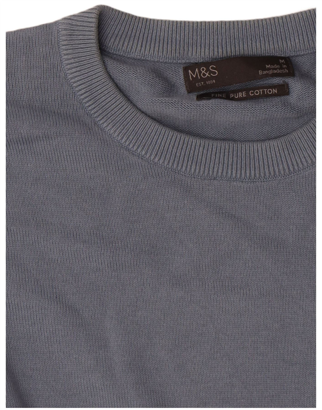 Maglione maglione girocollo da uomo Marks & Spencer in cotone blu medio