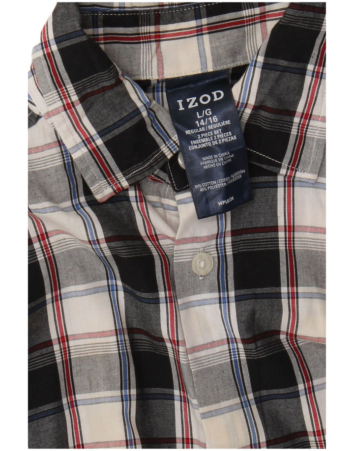 Camicia in flanella da ragazzo IZOD 14-15 anni in cotone a quadri neri grandi