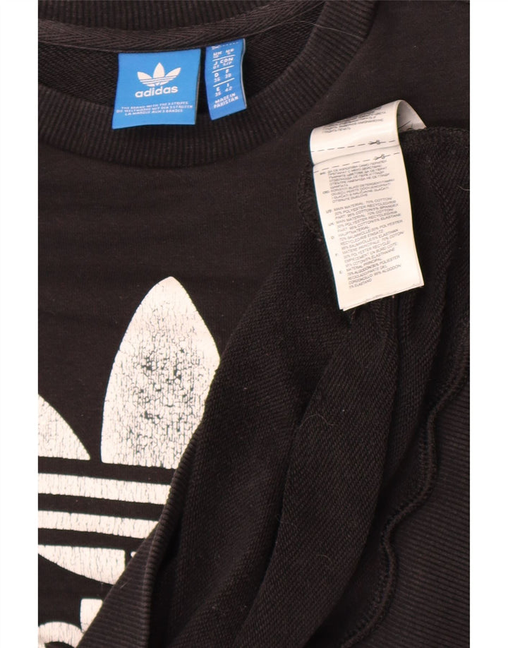 Felpa grafica da donna Adidas Jumper UK 10 Small Black Cotton