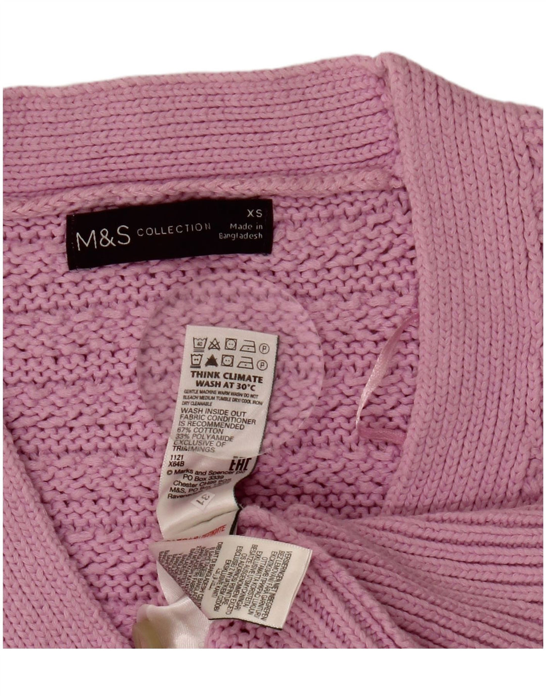 MARKS & SPENCER Maglione cardigan oversize corto da donna UK 6 XS Viola