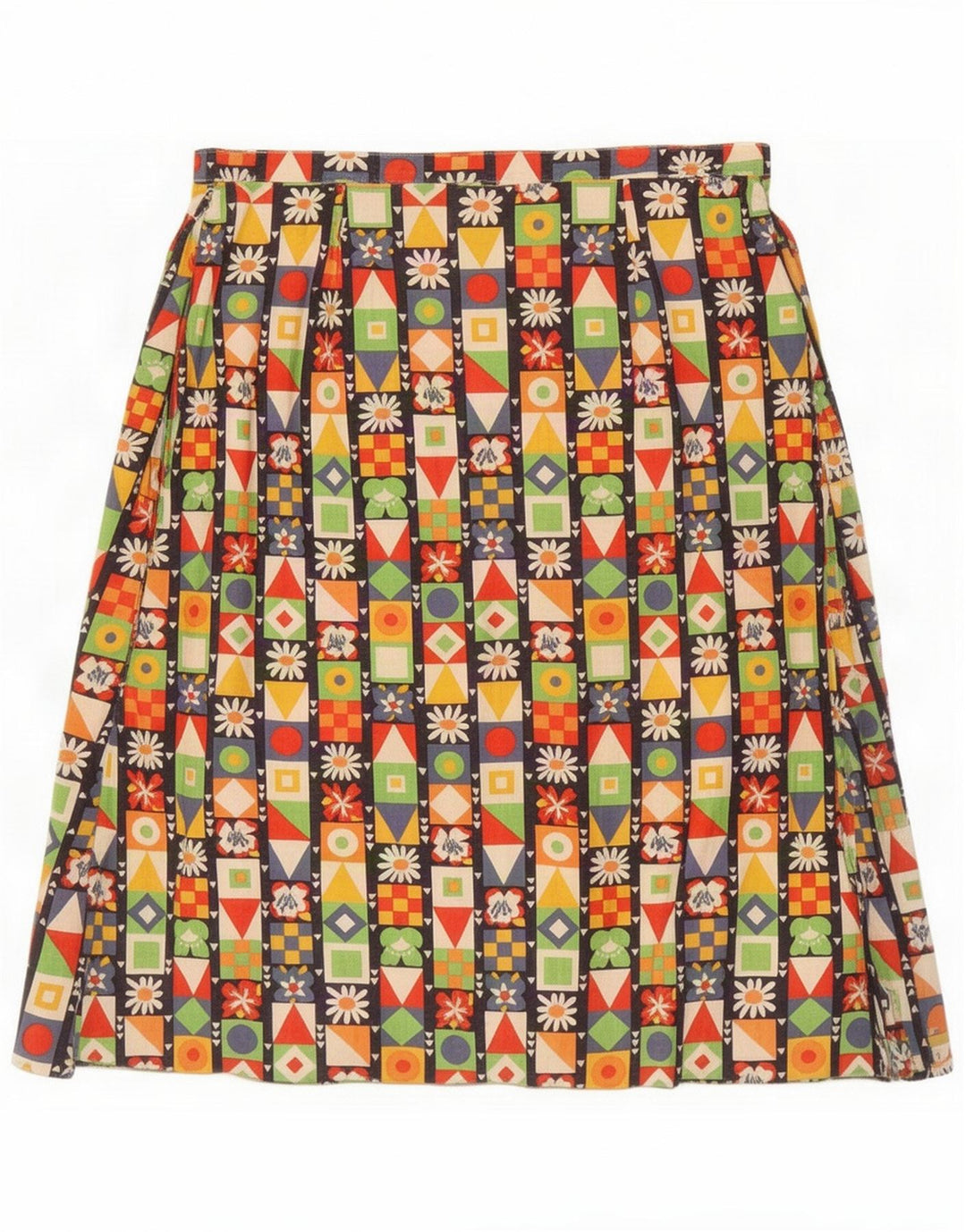 Gonna a trapezio da donna vintage media W30 multicolore geometrica