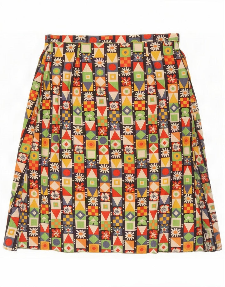 Gonna a trapezio da donna vintage media W30 multicolore geometrica