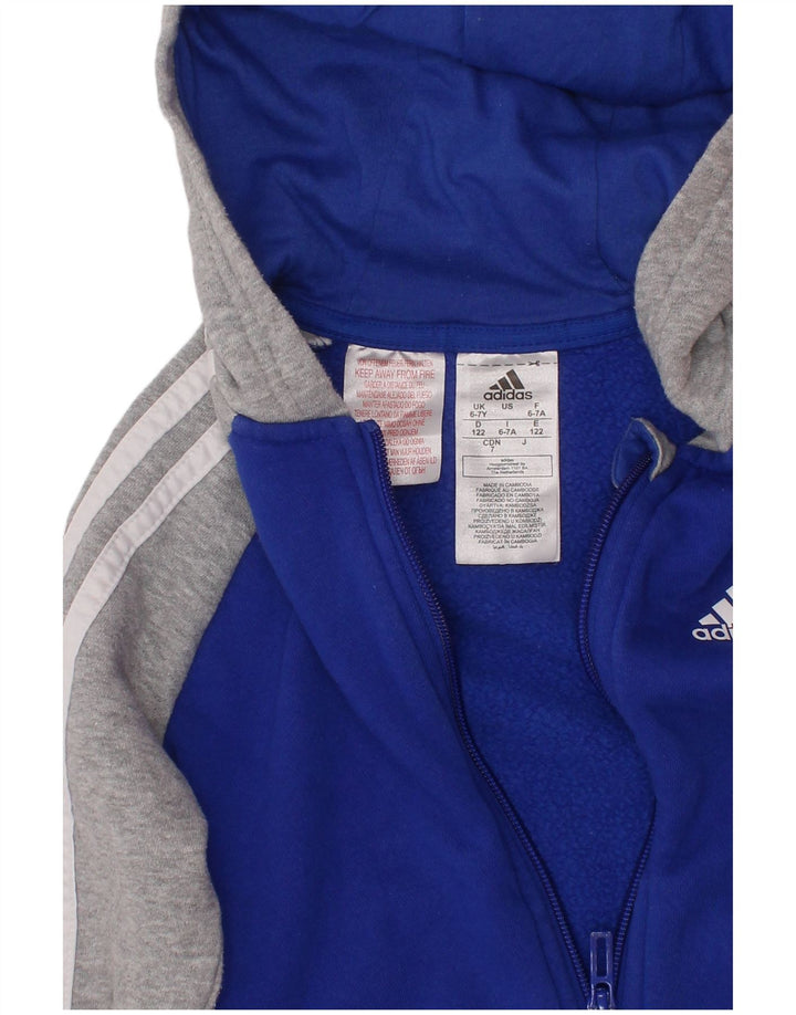 Maglione con cappuccio e zip ADIDAS per ragazzi 6-7 anni in cotone color block blu