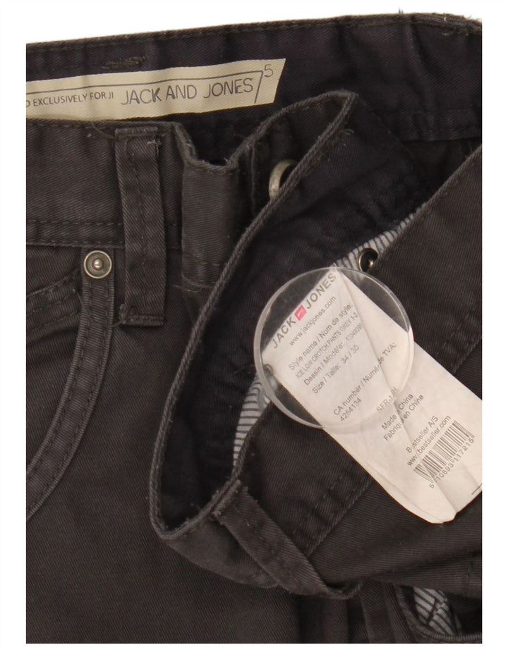 Pantaloni casual slim da uomo Jack & Jones W34 L25 poliestere nero