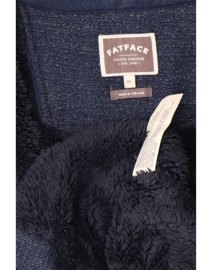 FAT FACE Maglione con cappuccio e zip da uomo in cotone blu medio