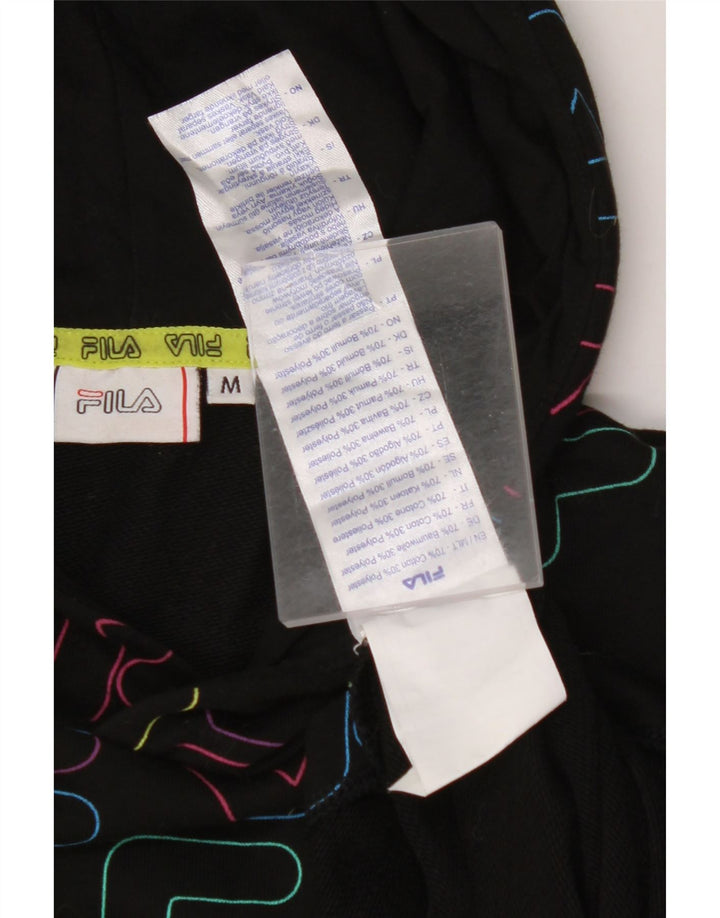 Maglione con cappuccio grafico corto da donna FILA UK 14 cotone nero medio