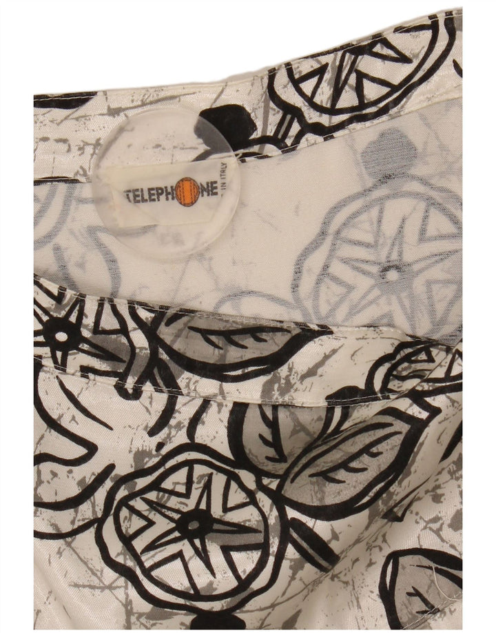 Gonna longuette a pieghe da donna vintage W29 floreale bianco medio