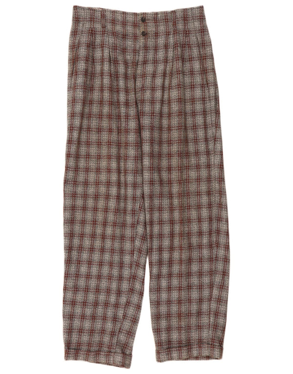 Pantaloni chino vintage da uomo con pegged IT 50 Large W32 L32 a quadri grigi