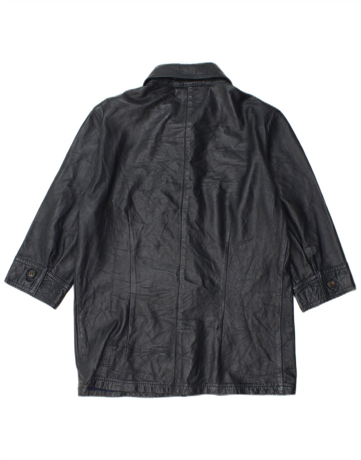 Giacca in pelle da donna con maniche a 3/4 Les Copains IT 42 Pelle media blu navy