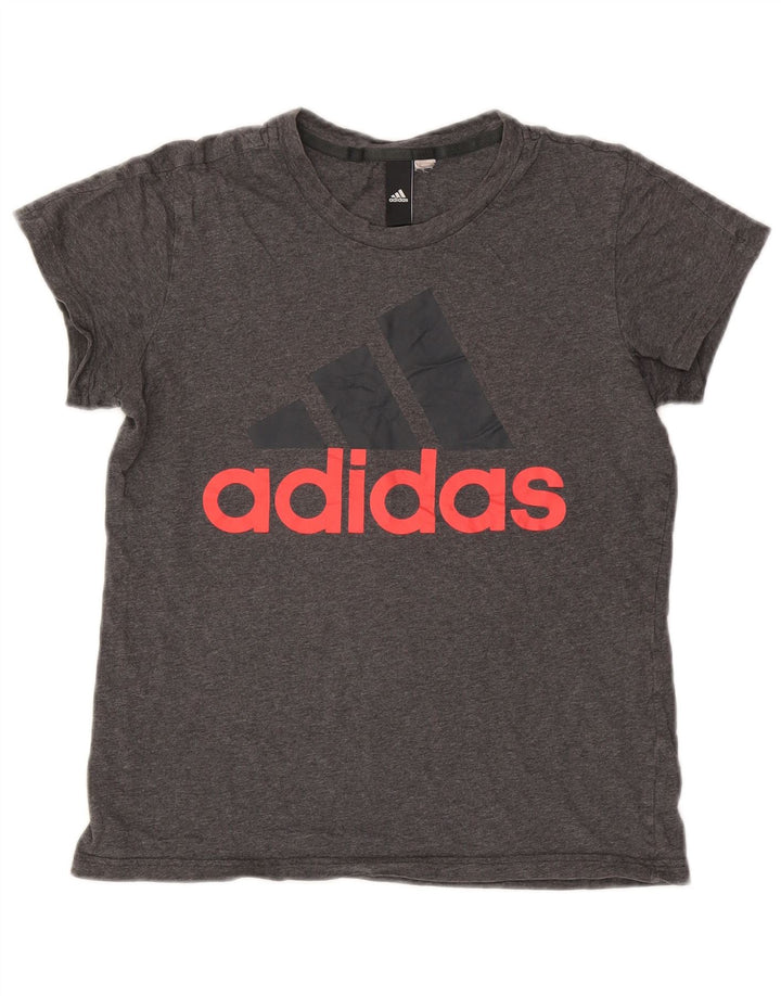 T-shirt grafica da donna Adidas Top UK 10 piccola grigia