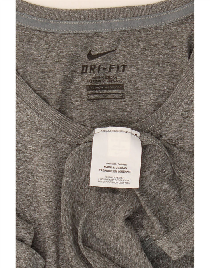 NIKE Top Dri Fit da donna a maniche lunghe UK 10 Small Poliestere chiazzato grigio