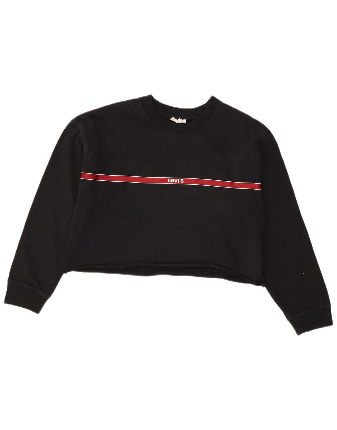 Levi's Donna Crop Felpa Maglione UK 10 Piccolo Nero Colourblock