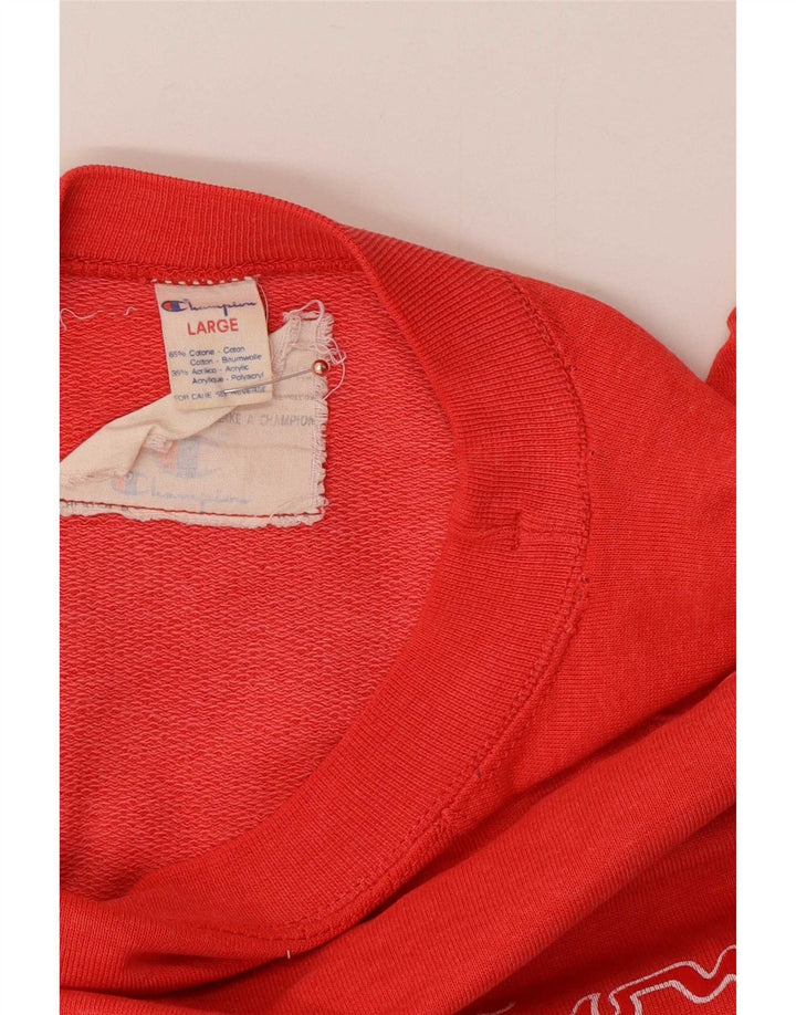 Felpa Champion da uomo con grafica a maniche corte, maglione grande, cotone rosso