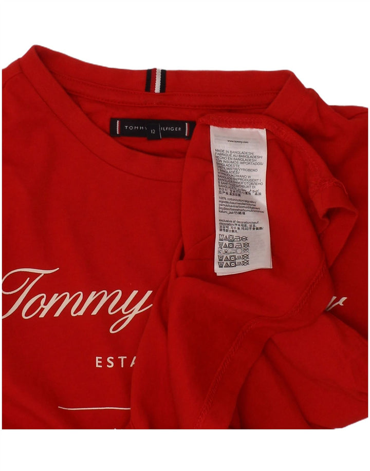 TOMMY HILFIGER T-shirt grafica per ragazzi 11-12 anni in cotone rosso