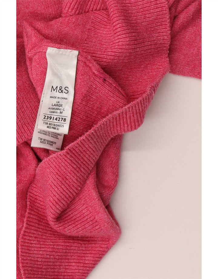 Maglione maglione collo alto da donna Marks & Spencer UK 16 grande poliestere rosa