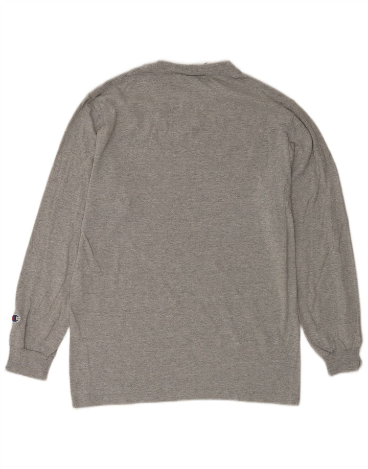Champion Top grafico da uomo a maniche lunghe in cotone grigio piccolo