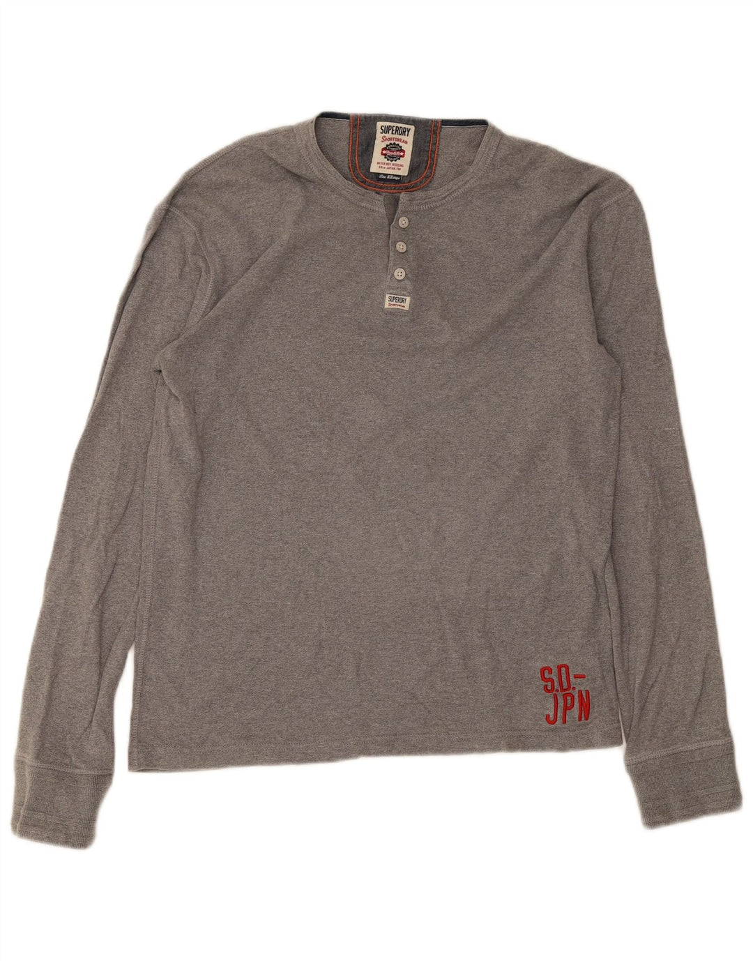 Maglia da uomo a maniche lunghe XL Superdry in cotone grigio