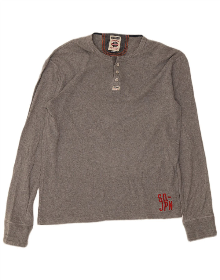 Maglia da uomo a maniche lunghe XL Superdry in cotone grigio