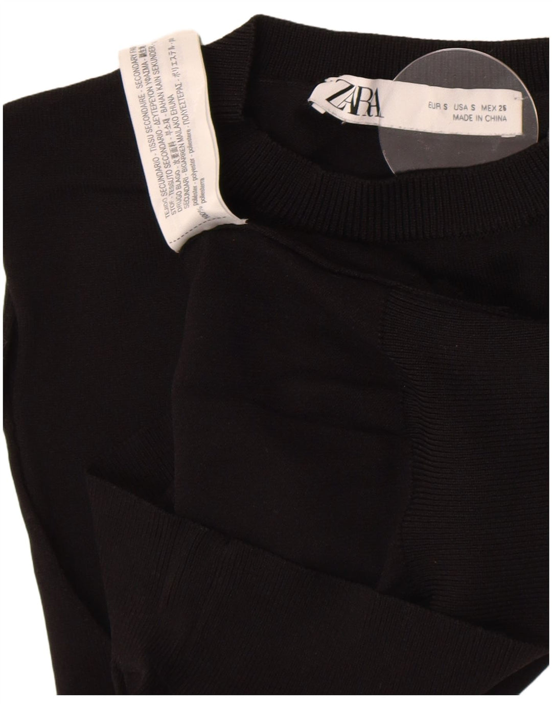Canotta corta da donna Zara UK 8 piccola in poliestere nero