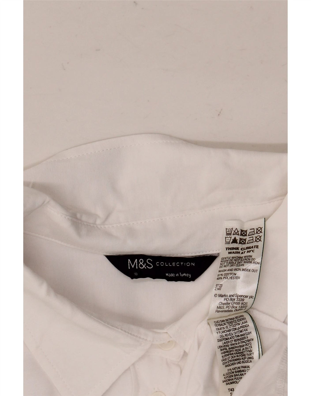 Camicia oversize da donna Marks & Spencer UK 18 XL cotone bianco