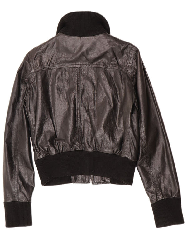 Giubbotto bomber in pelle da donna vintage IT 44 medio in pelle nera