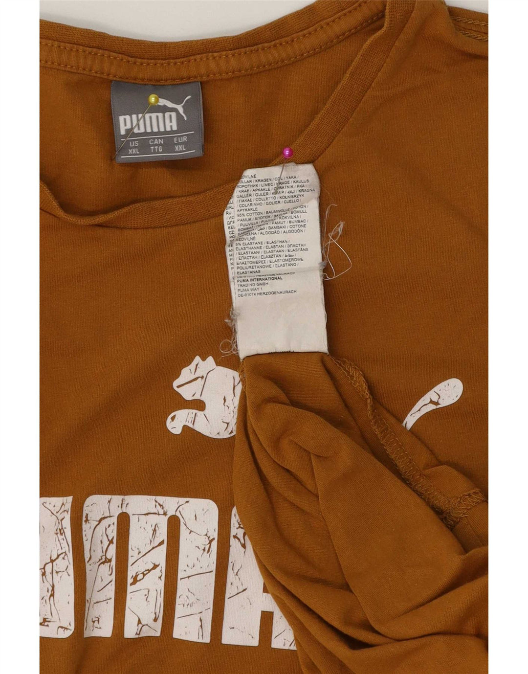 T-shirt grafica da uomo Puma Top 2XL cotone marrone