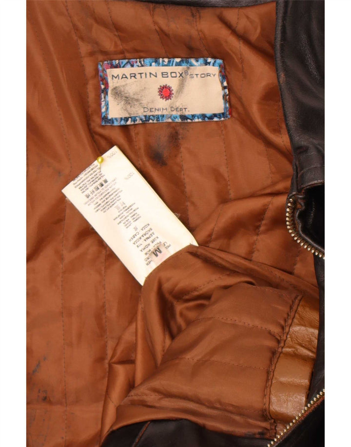 Giacca in pelle vintage da donna UK 14 Marrone medio