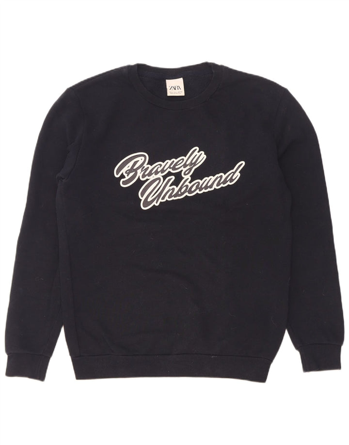 Felpa con Grafica da Uomo Zara Piccola Blu Navy Cotone