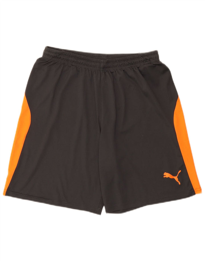 Pantaloncini sportivi da uomo Puma in poliestere color block grigio medio