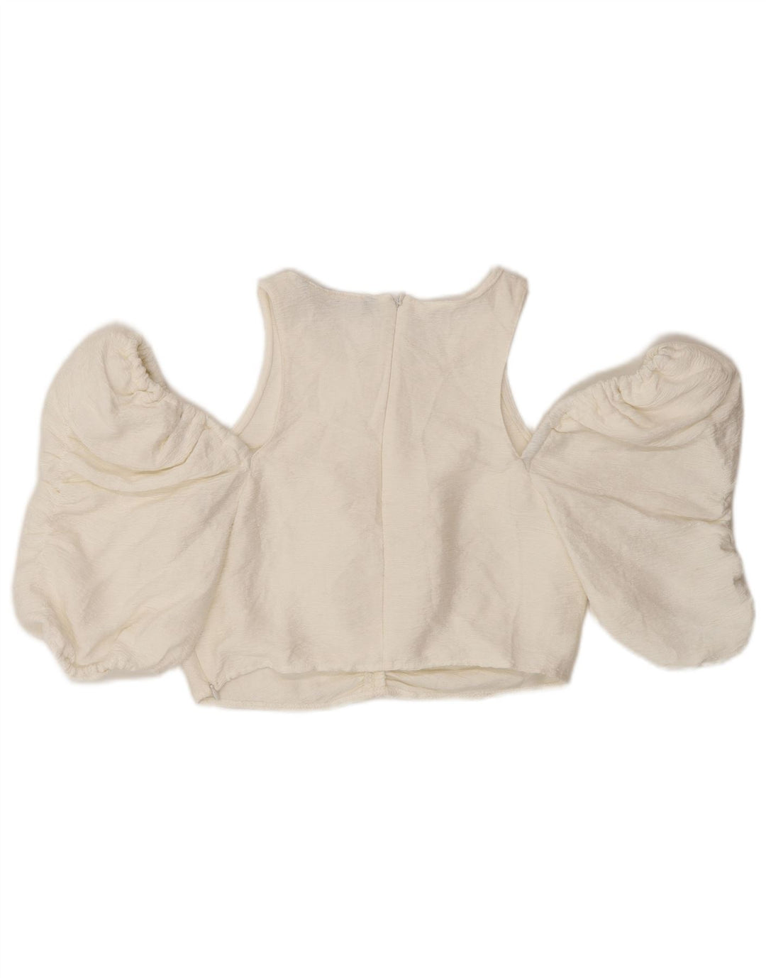 Top corto con spalle scoperte da donna Zara UK 12 bianco medio