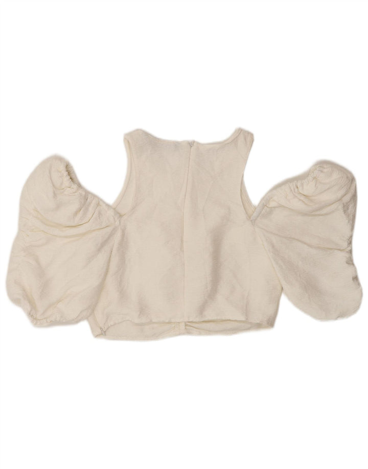 Top corto con spalle scoperte da donna Zara UK 12 bianco medio